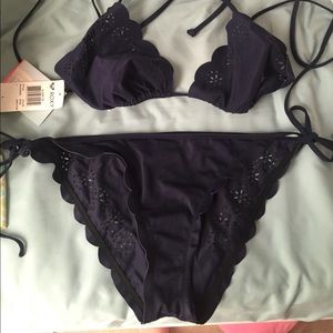 Roxy Scalloped Blue Bikini